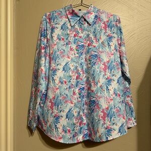 Floral Long-Sleeve Pink/Blue/White Top